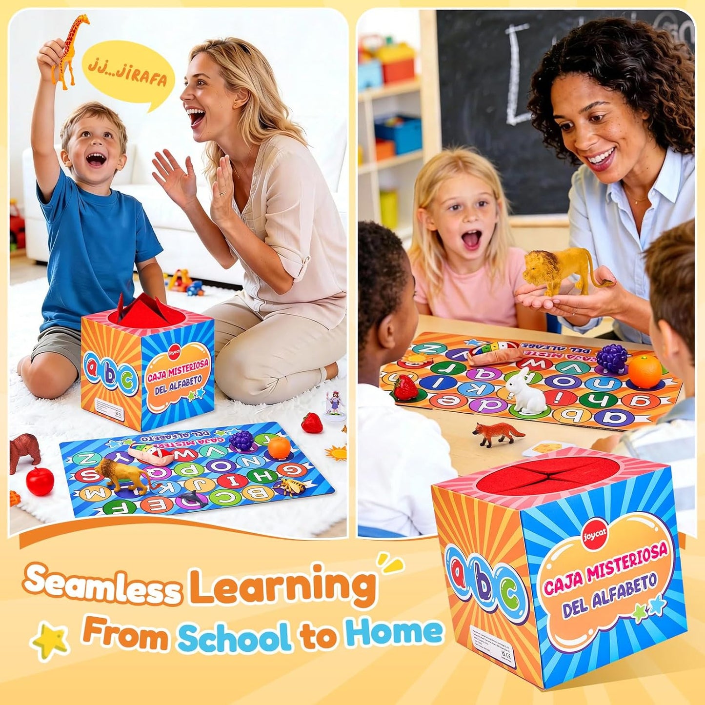 JoyCat Mystery Alphabet Box for Kids 26 PCS Letters Sorting Matching Game Activities Letter Sounds Fine Motor Learning Toys for Preschool Kindergarten Classroom - Easter Basket Stuffers Gifts