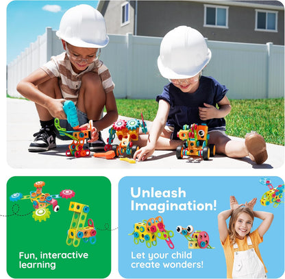 PicassoTiles 152pc STEM Construction Toy Building Set for Kids Ages 3+ Includes Power Drill, Ratchet, Idea Book, Storage Box Educational Engineering Science Kit & Sensory Toys for Boys & Girls PTN152