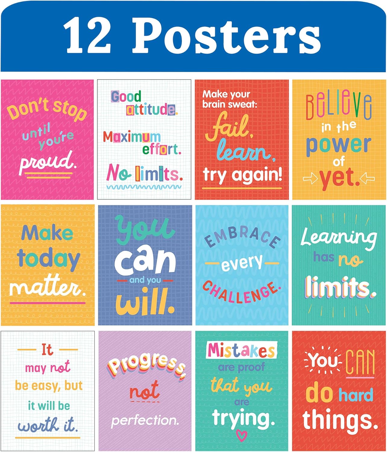 Carson Dellosa 14-Piece Mathematics Strategy Posters, 8.5" x 11" Wall Art Ten Frame, Counting, Number Line, Math Manipulatives, Facts, and More Strategies, Classroom Decor and Teacher Supplies