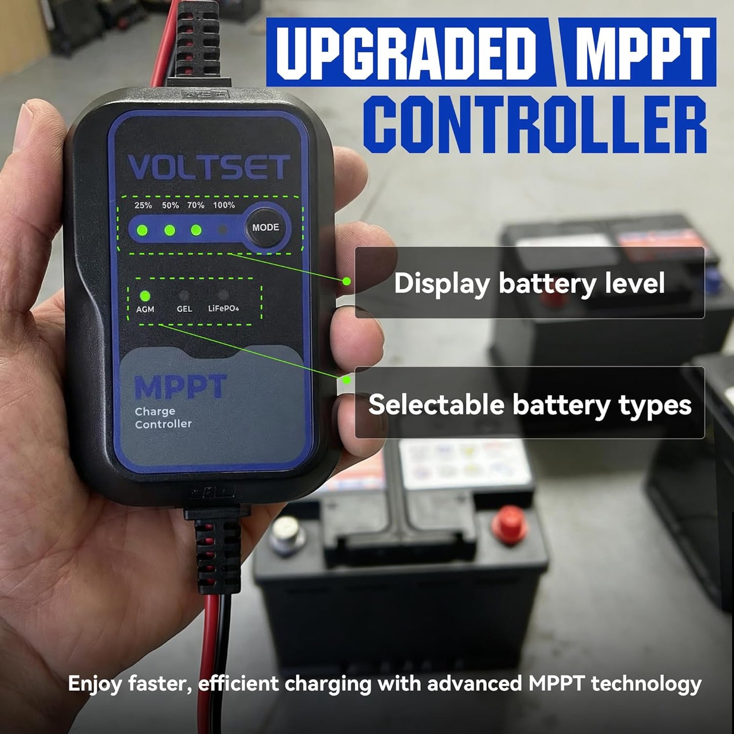Voltset 12V Solar Battery Charger - 20W Waterproof Solar Panel Kit with Smart MPPT Controller - Trickle Charger Maintainer for Car RV Boat Marine Trailer Automotive Trailer Truck Motorcycle