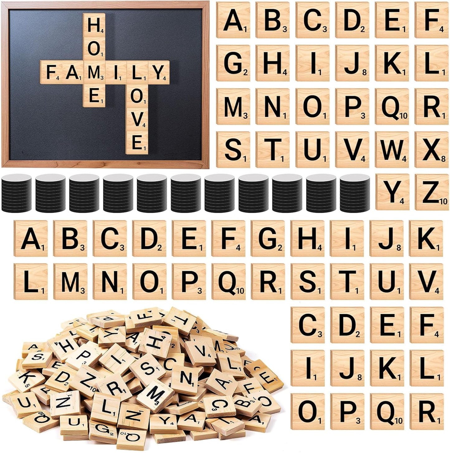 150 PCS Wood Magnetic Letter, Wooden Letter Magnets for Fridge Refrigerator Wall, Alphabet Tile Letters Magnetics for Fun Learning Decorative Game Board