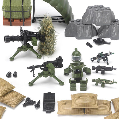 Feleph Military Weapons Pack Accessories for Army Men Figures 200+ PCS Modern Camouflage Soldier Toy Kit Building Blocks Set Combat Suit WW2 Model SWAT Gear Piece Gife for Kids