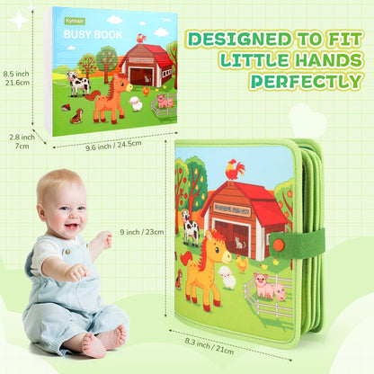 Busy Book for Toddlers 1-3, 25 in 1 Farm Busy Board Montessori Toys for Travel, Birthday Gifts for Boys and Girls, Learning Activity Book for Fine Motor Skills