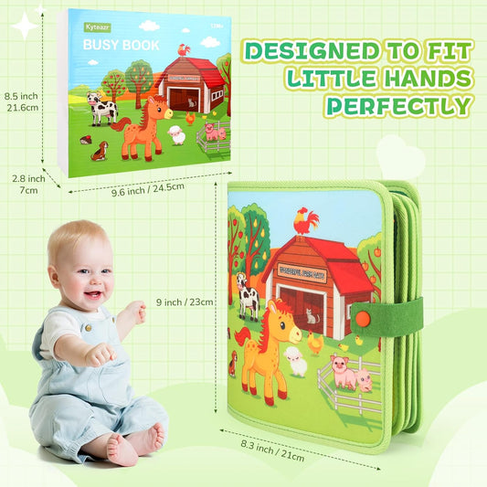 Busy Book for Toddlers 1-3, 25 in 1 Farm Busy Board Montessori Toys for Travel, Birthday Gifts for Boys and Girls, Learning Activity Book for Fine Motor Skills