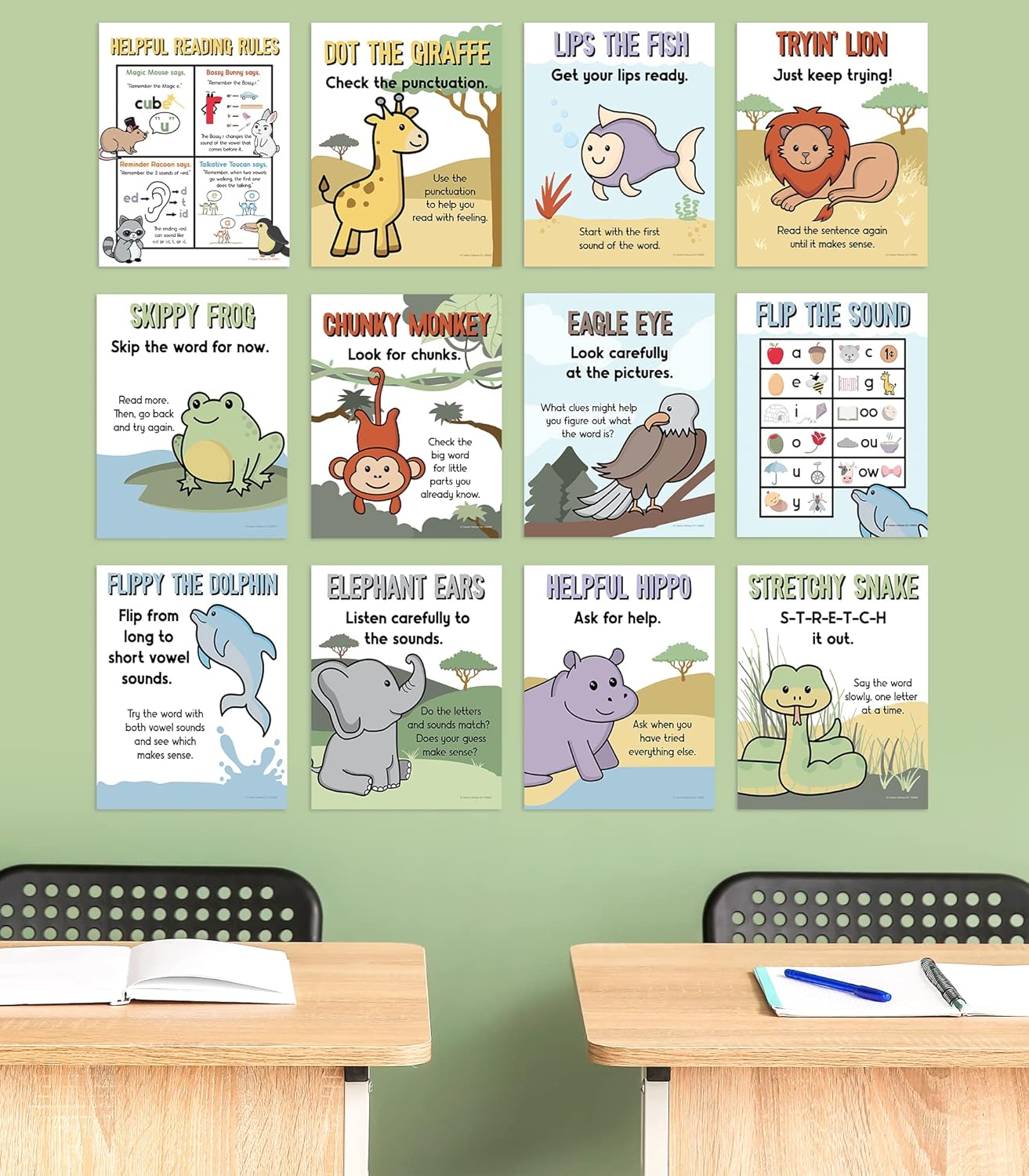 Carson Dellosa 14-Piece Mathematics Strategy Posters, 8.5" x 11" Wall Art Ten Frame, Counting, Number Line, Math Manipulatives, Facts, and More Strategies, Classroom Decor and Teacher Supplies