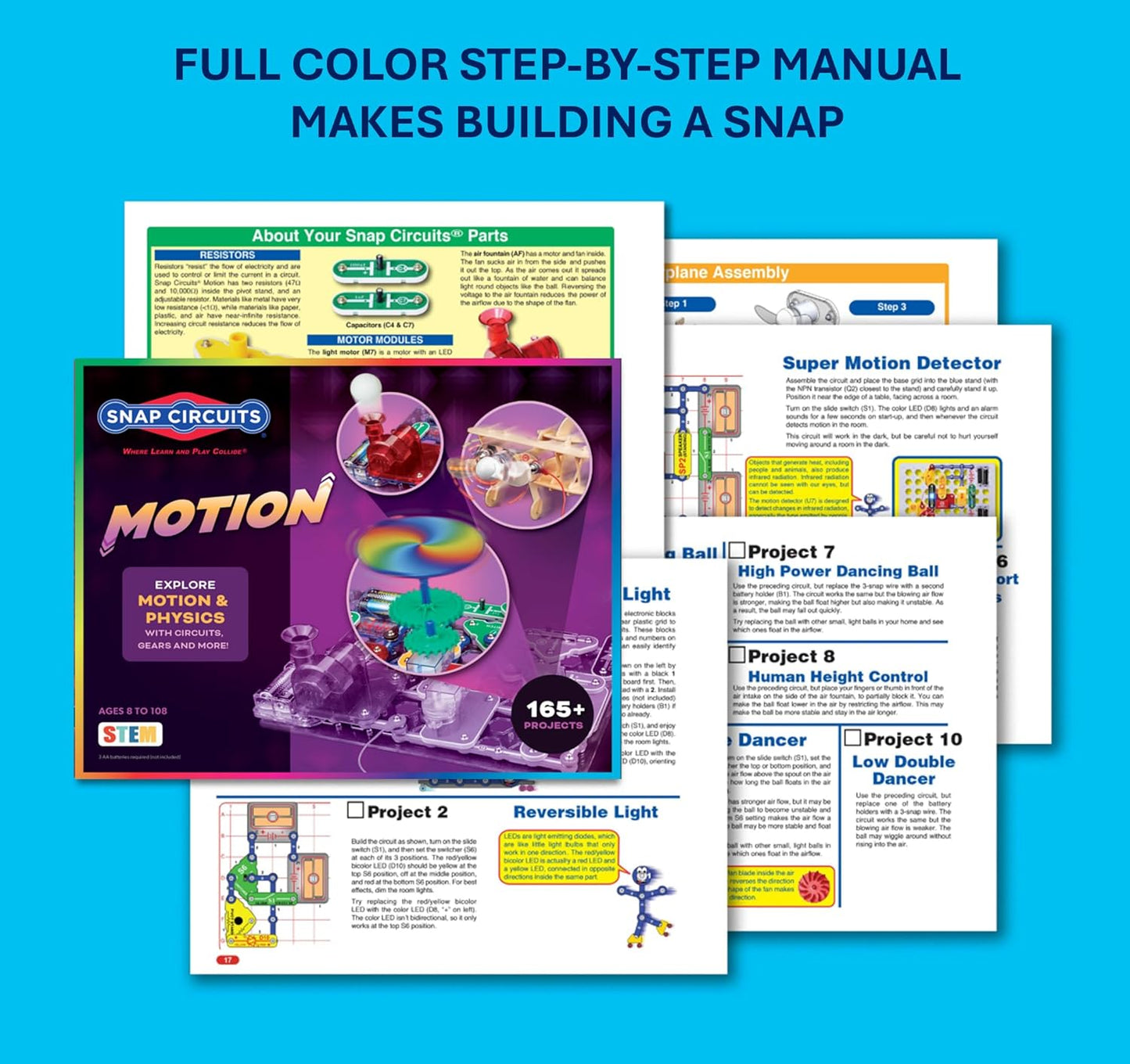 Snap Circuits “Arcade”, Electronics Exploration Kit, Stem Activities for Ages 8+, Full Color Project Manual (SCA-200)