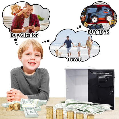 JUNEU Unicorn Piggy Bank for Kids, Gifts for 5 6 7 8 9 10 Year Old Girls, Kids Electronic Piggy Bank, Girls Birthday Gifts, Educational Toys for Girl Boys, Kid Money Saving Box, Mini ATM Coin Bank