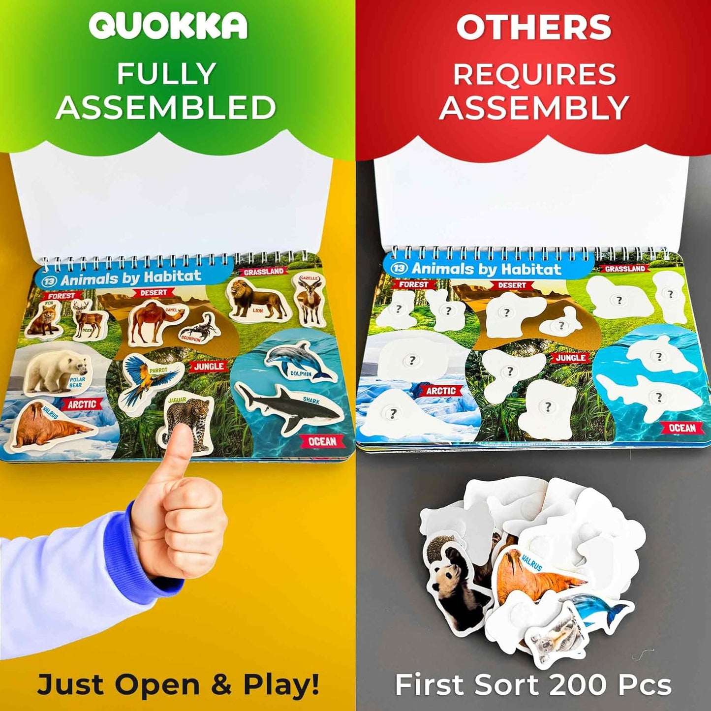QUOKKA Montessori Busy Book for Toddlers 1-3 - Pre K Kids Learning Activities for Homeschooling - My Preschool Busy Book for Ages 3-5 - 15 Kids Educational Activities 2-4 Years