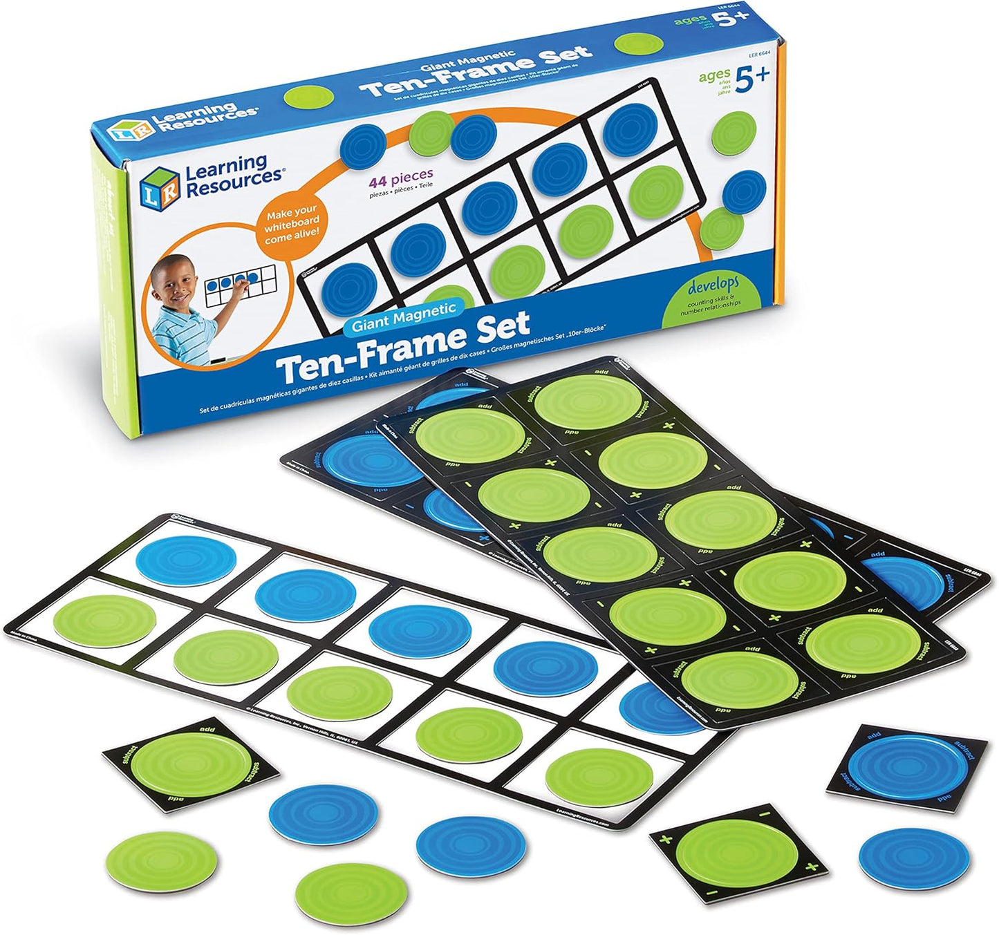Learning Resources Rainbow Ten-Frames Classroom Set, 140 Pieces - Math Tools for Students Ages 5+, School Supplies and Teacher Resources, Classroom Supplies