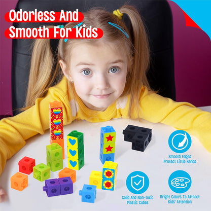 SpriteGru Math Linking Cubes, Math Cubes Manipulatives with Activity Cards Linking Cube Math Counters for Kids Kindergarten Learning Activities