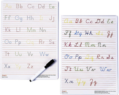 Handwriting Practice Letter Tracing for Kids: Board for Cursive & Printing Style with Dry Erase Marker for Preschooler - Reusable Wipe Clean ABC Alphabet Learn to Write, 8.3 x 11 Inches