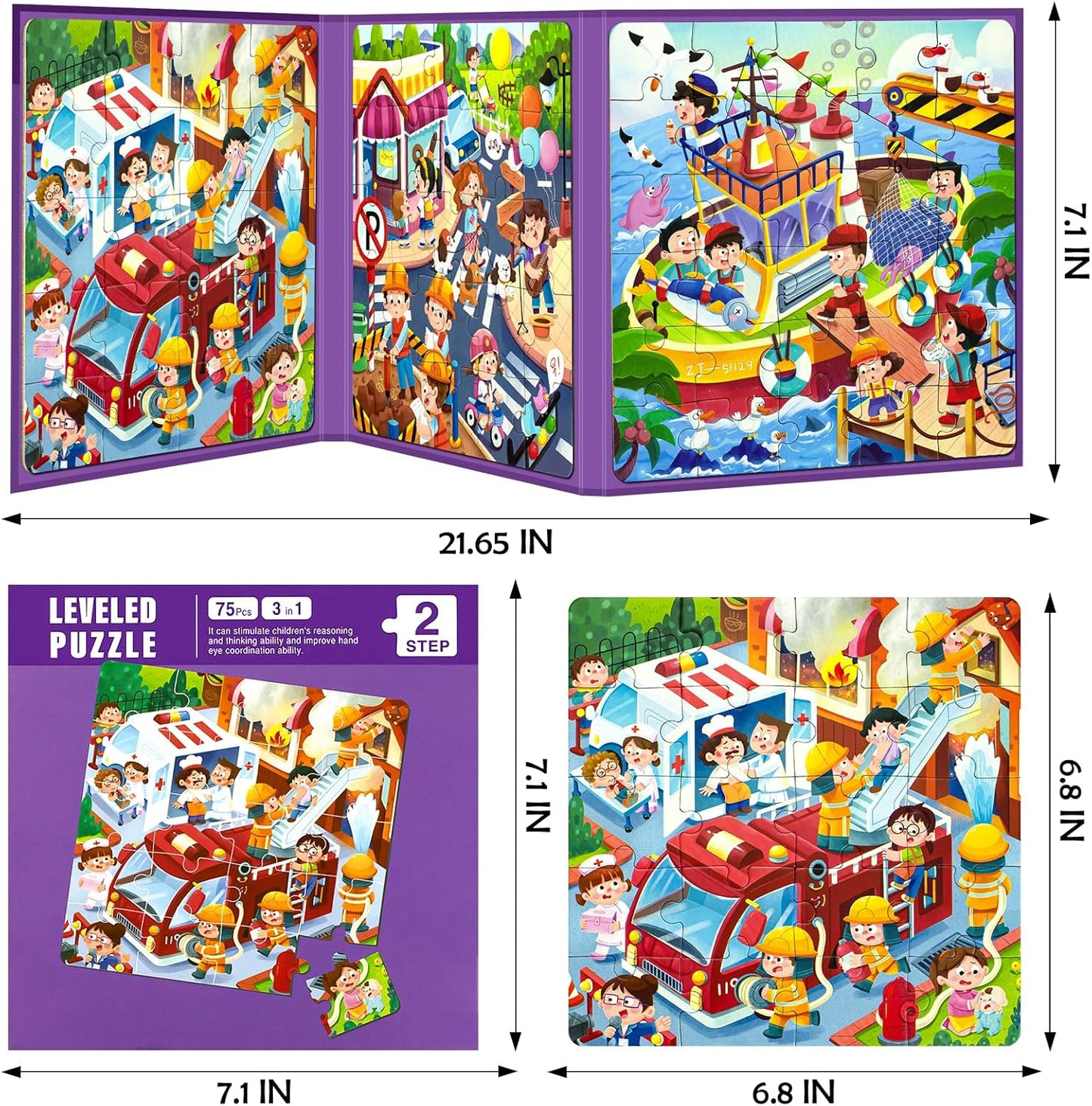 Magnetic Puzzles for Toddlers 1-3, Cartoon Mermaid Magnet 3 in 1 Jigsaw Puzzle, Kids Travel Puzzles Toys, Preschool Learning Toy for Kids 1-8 Year (Mermaid)