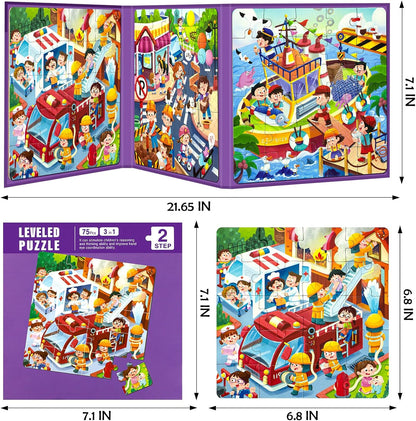 Magnetic Puzzles for Toddlers 1-3, Cartoon Mermaid Magnet 3 in 1 Jigsaw Puzzle, Kids Travel Puzzles Toys, Preschool Learning Toy for Kids 1-8 Year (Mermaid)