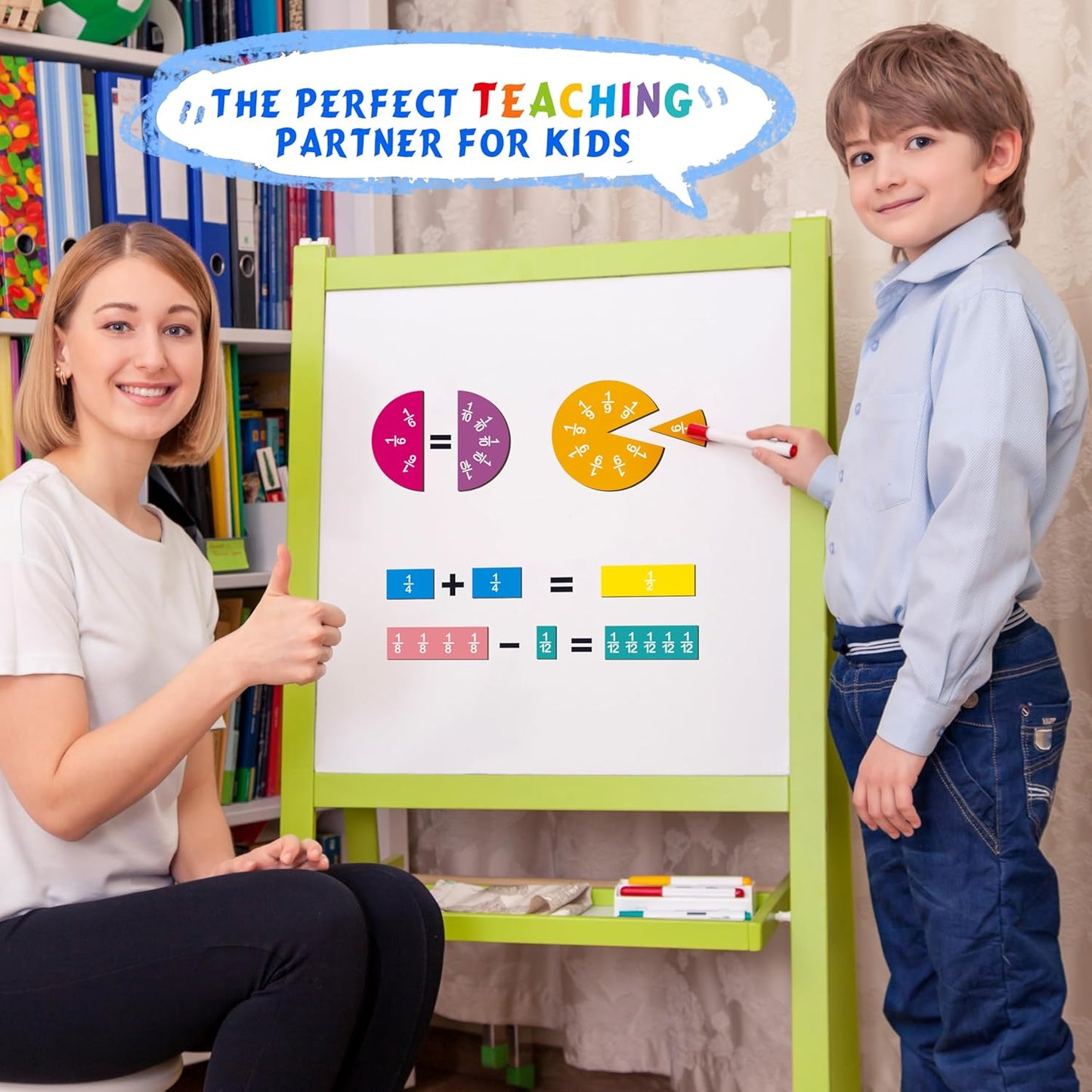 168PCS Magnetic Fraction Tiles Circles, Magnetic Fraction Educational Puzzle for Kids, Fraction Manipulatives Class Set for Elementary School Early Math Skills