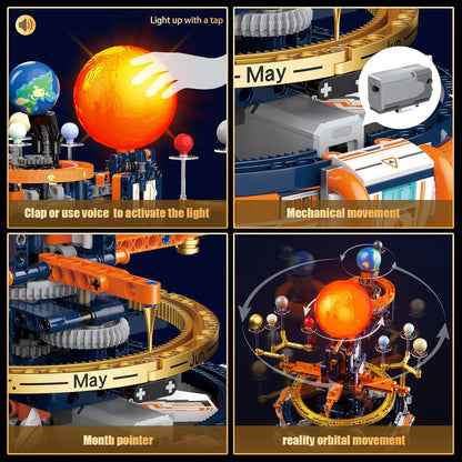 JAKI Solar System Building Set - Electric Solar System Model with Dynamic Lighting and Real Rotating Effects, STEM Educational Space Toy for Teens and Adults, Home Office Decoration.