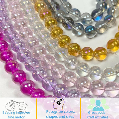 8mm Glass Beads Round Bulk for Bracelet, Glow in Dark Beads, DIY Jewelry Windchime Suncatcher Party Supplies, 300 pcs
