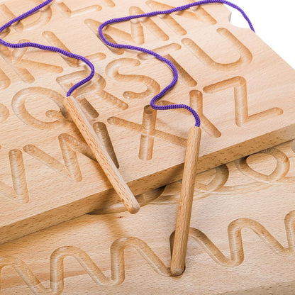 Suwimut Number & Letter Tracing Board, Portable Wooden Alphabet Learning Sensory Pad Board Montessori Toys for Kids Age 3-5, Double Sided Writing Tools for Beginner Preschool Classroom 3+ Years Old