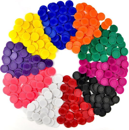Coopay 250 Pieces 1.5 Inch Plastic Poker Chips 10 Colors Poker Card Game Chips Bulk Learning Counters Disks Bingo Chip Counting Markers for Math Practice, Game Tokens and Teaching Rewards, 38 mm