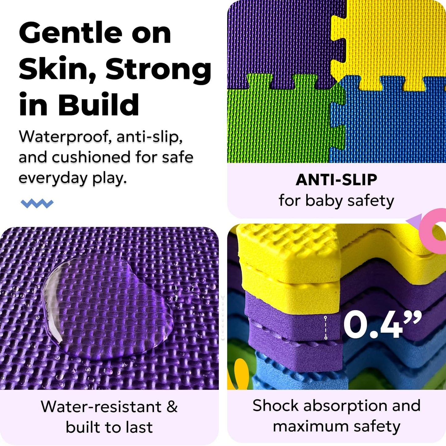MioTetto Baby Play Mat, Soft Foam Floor Tiles for Kids. Adjustable Interlocking Foam Tiles, Fits with 50x50 Playpen Baby mat for Crawling & Development, Safe & Non-Toxic Playmat for Babies 6-12 Months