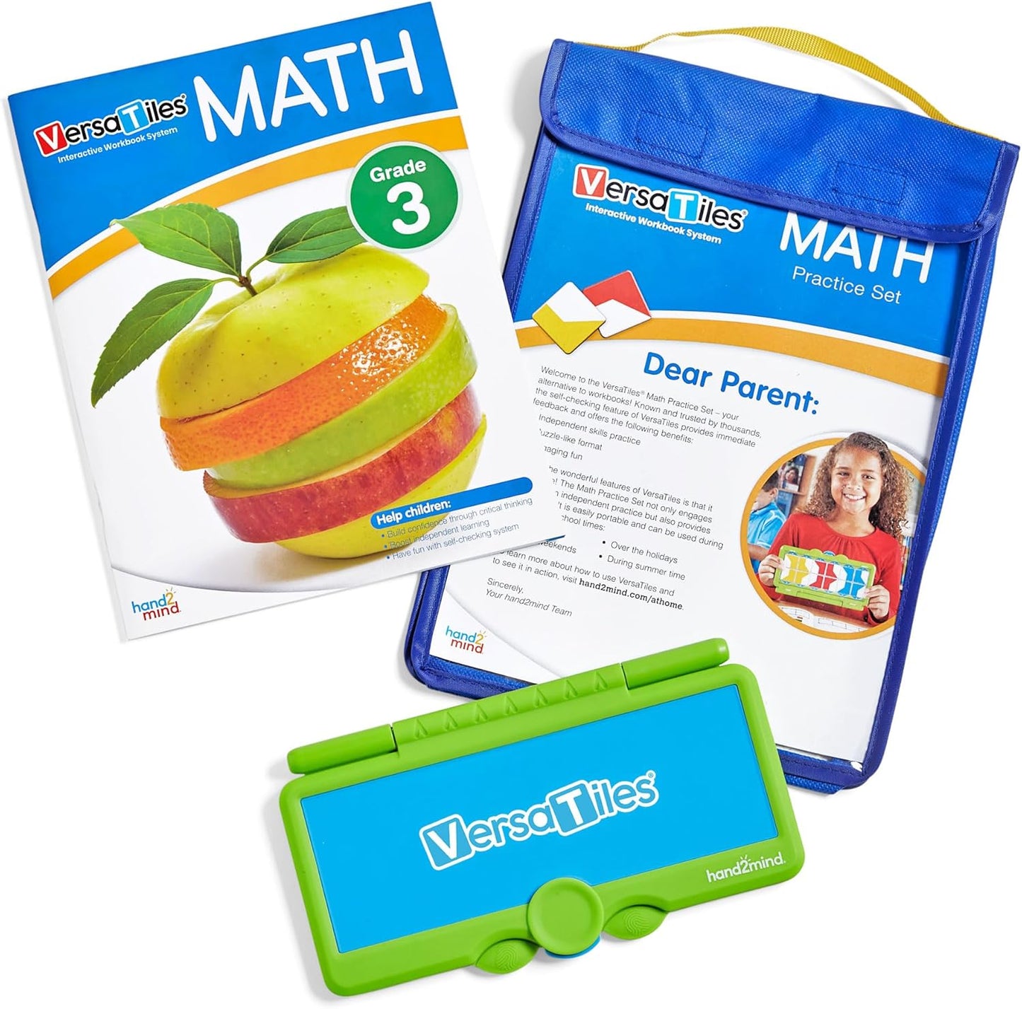 hand2mind VersaTiles Math Practice Take Along Set for Grade 3, Homeschool Curriculum, Math Workbook for Students, Elementary Classroom Must Haves, Kids Learning Activities for Third Grade