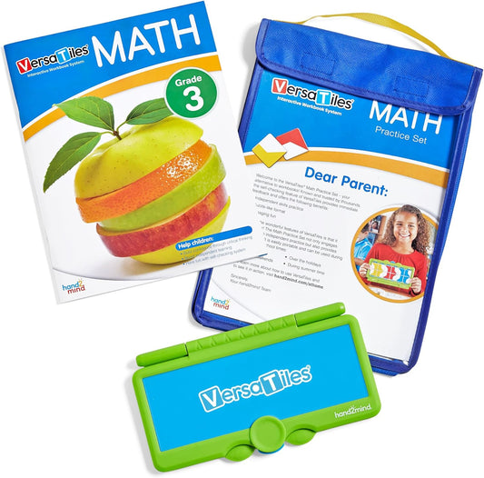 hand2mind VersaTiles Math Practice Take Along Set for Grade 3, Homeschool Curriculum, Math Workbook for Students, Elementary Classroom Must Haves, Kids Learning Activities for Third Grade