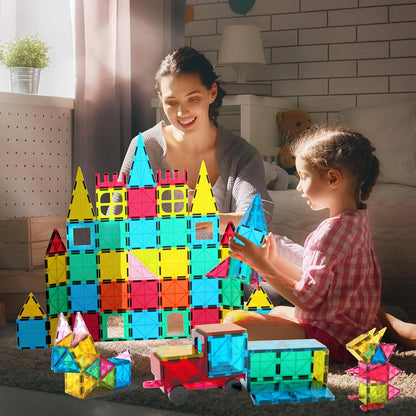Jasonwell 100pcs Magnetic Tiles Building Blocks Set for Boys Girls Preschool Educational Magnet Construction Kit Stacking STEM Toys Christmas Birthday Gift for Kids Toddler 3 4 5 6 7 8 9 10 + Year Old