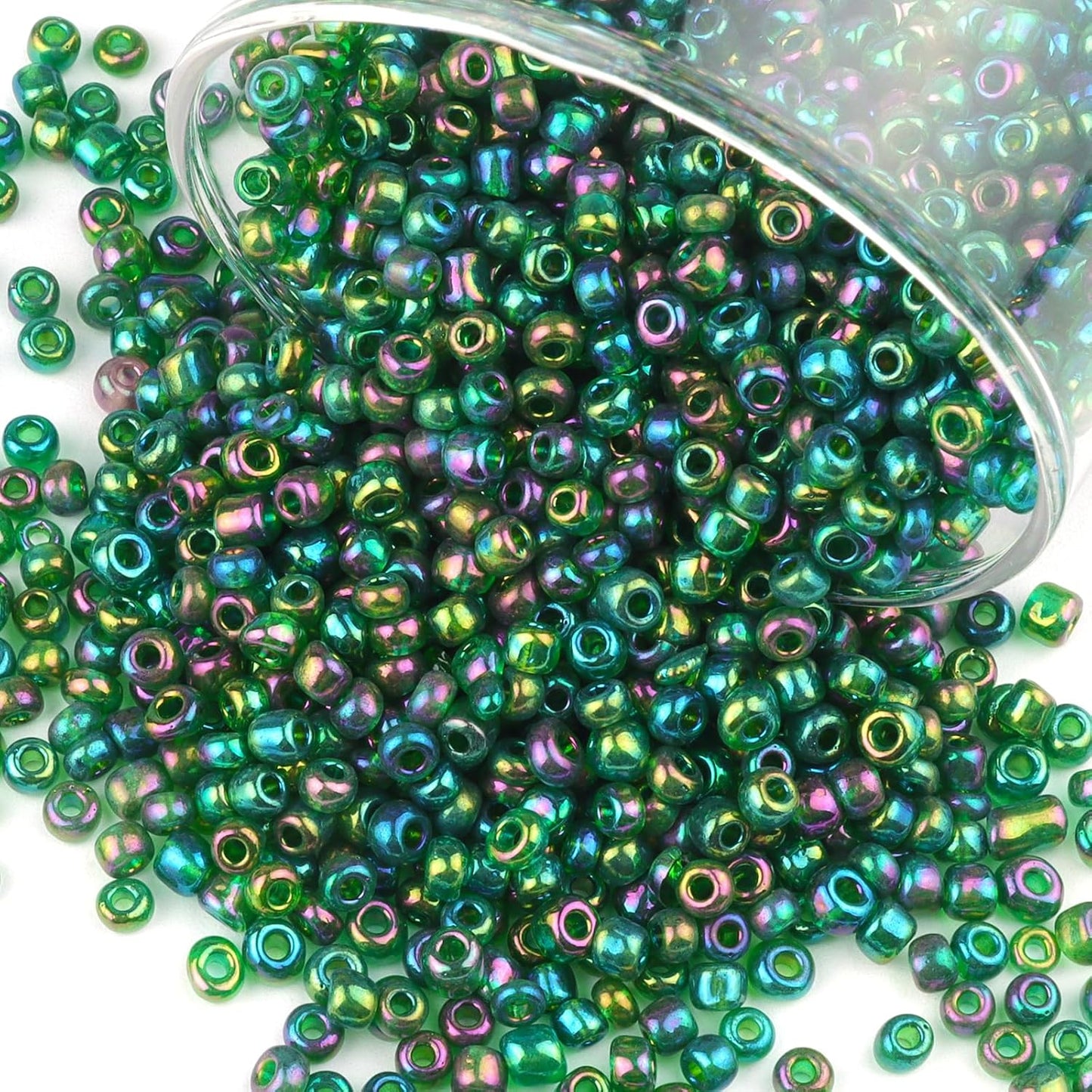 10100 Pcs Size 11/0 Glass Seed Beads, 2 mm Dark Green Small Mini Spacer Loose Pony Beads for Jewelry Making and DIY Crafts - Colors B