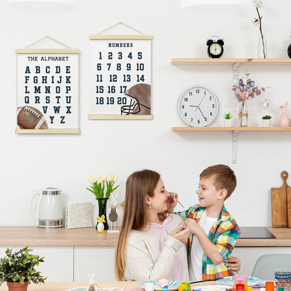 BONETAT Numbers alphabet poster for Nursery Toddlers, Play Room Wall Decor, ABC Wall Chart, Wall Hanging Decor for Toddler Playroom Decor Kids Wall Decor, Wooden Alphabet Banner-A02