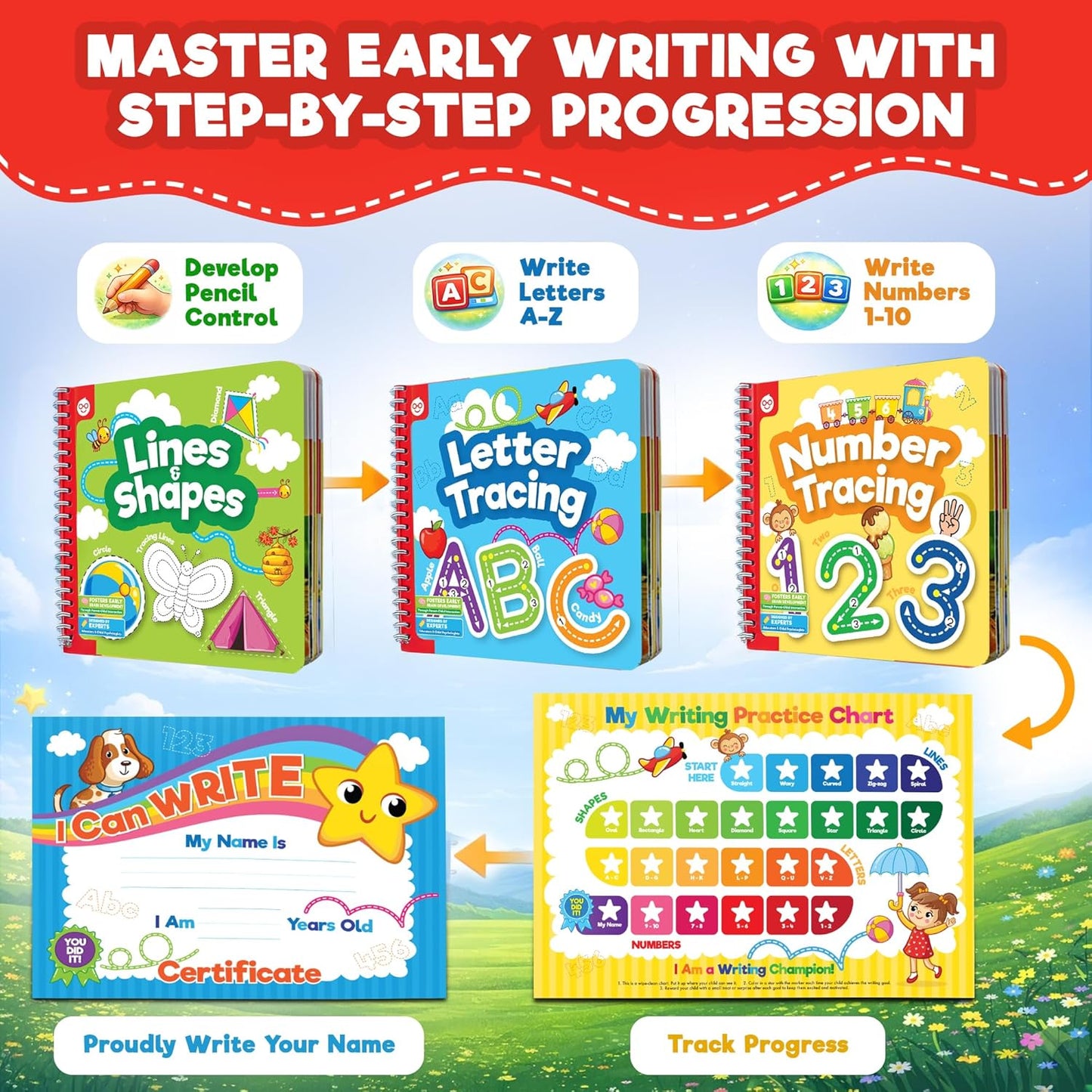 Doctor Jupiter Preschool Tracing Books for Kids Ages 3-5 | 100+ Wipe-Clean Learning Activities - Kindergarten Workbook with Lines, Shapes, Letters & Numbers | Educational Toys, Writing Practice