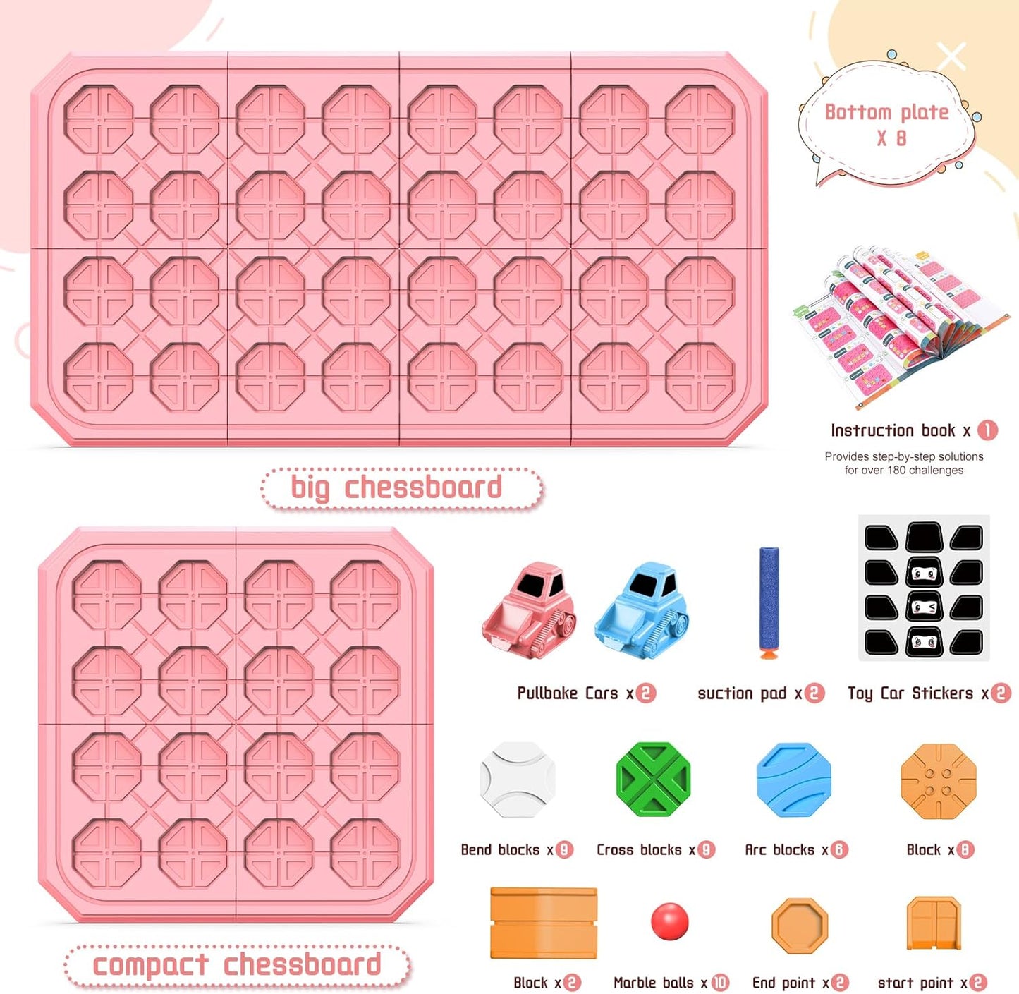 STEM Logic Road Builder Toys: Board Games Toys for 5 Year Old Kids, Montessori Brain Teaser Puzzles Educational Learning Activities Toy for Kid Ages 3 4 6-8 12 Boys Girls Gifts (Orange 32PCS)