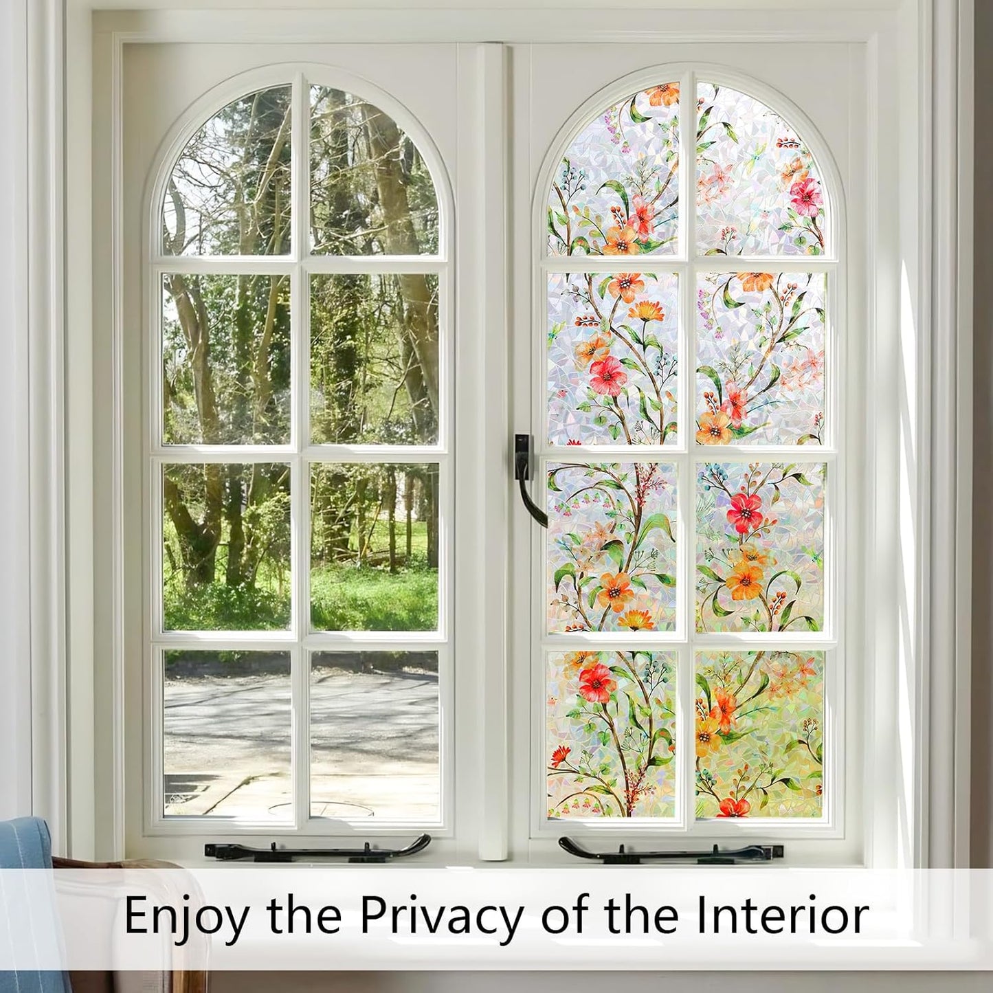 LEMON CLOUD Window Film, Decorative Window Privacy Film, Window Film Privacy Static Cling Frosted, Anti-UV Sun Blocker Heat Control for Home(Grayish Black, 17.5 x 78.7 inches)