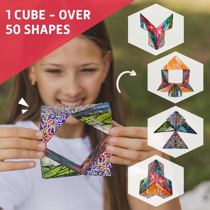 CUBENDI Geometric Origami Puzzle - Infinity Fidget Cube for Adults, Kids & Teens – Mesmerizing & Magnetic Shape Shifting Box w/48 Rare Earth Magnets - by Fun in Motion Toys (Twist)