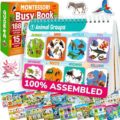 QUOKKA Montessori Busy Book for Toddlers 1-3 - Pre K Kids Learning Activities for Homeschooling - My Preschool Busy Book for Ages 3-5 - 15 Kids Educational Activities 2-4 Years