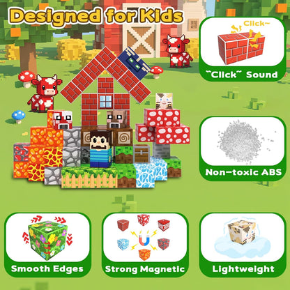 Magnetic Blocks Toys for Kids, 100 PCS Building Blocks Cubes, Stacking Magnetic Tiles Toys for Kids Toddlers Boys Girls Ages 3 4 5 6 7 8-12 Birthday Gifts Party Supplies (Underworld)