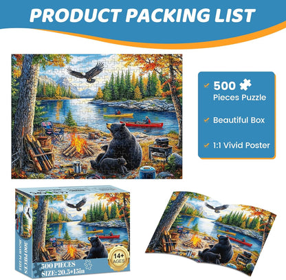 500 Piece Puzzles for Adults, Cat Family Dinner Large Piece Jigsaw Puzzle for Adults Seniors,Recycled Cardboard Puzzle 500 Piece,Family Activity Great Gift for Family Friends 20.5 * 15 in