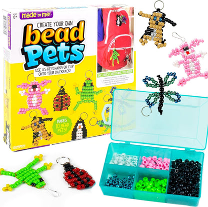 Made By Me Ultimate Bead Pets by Horizon Group USA, Bead Pets Crafts for Kids, Includes Over 1400 Beads, Cording, Keychains & Carabiner Clips, Design Templates, Storage Cases & More
