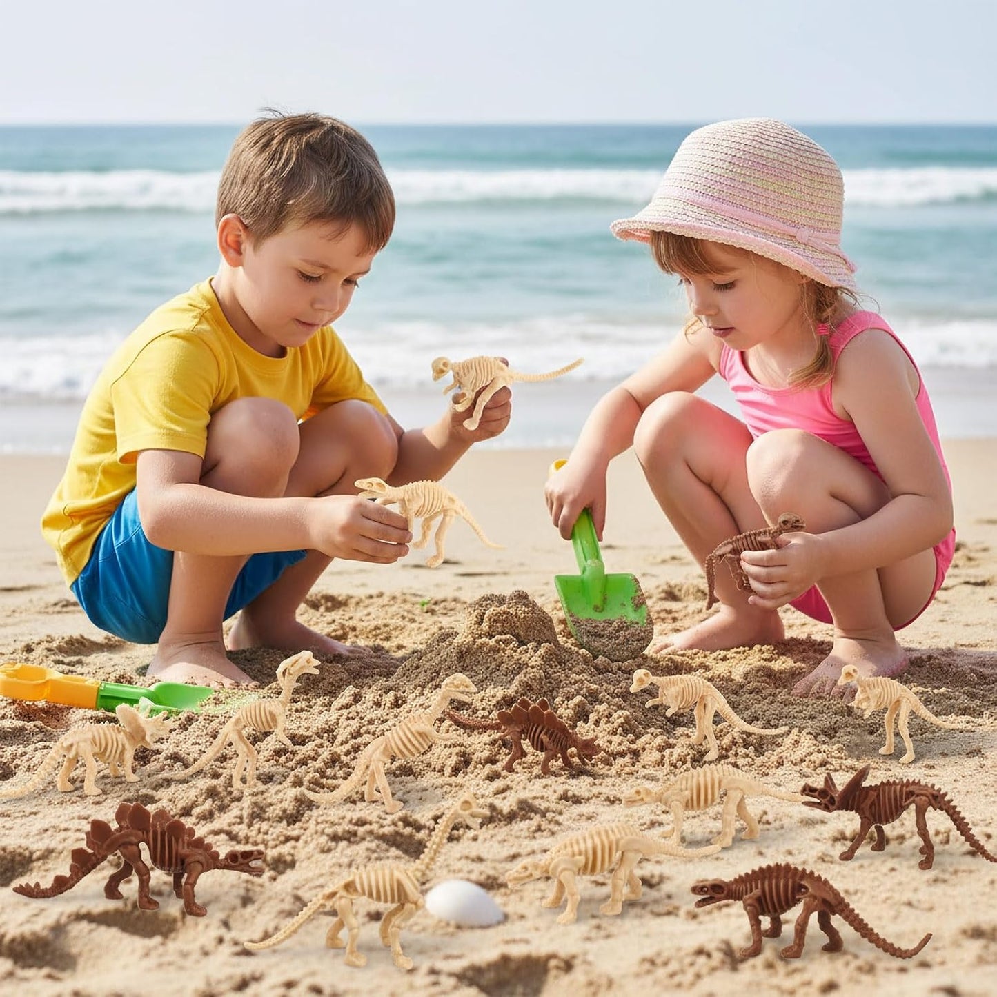 30 PCS Dinosaur Fossil Skeletons, Assorted Dinosaur Skeleton Toys Figures for Science Play Dino Sand Dig Party Favor Decorations (Dino skeletonD)