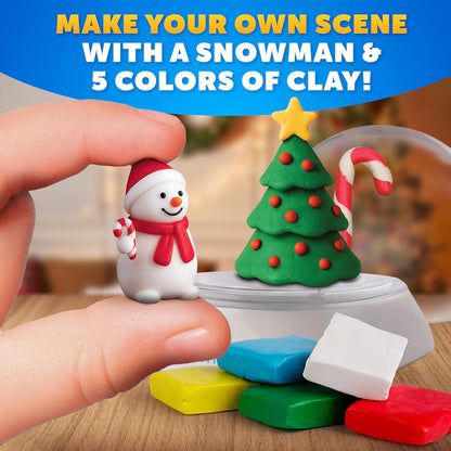 Blue Marble Light-Up Christmas Snow Globe for Kids Kit – Create a Holiday Scene with Clay, Snowflake Confetti & Snowman Figure, Plastic Snow Globe Kit, Christmas Crafts for Kids, Stocking Stuffers