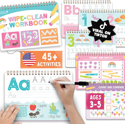 Hadley Designs ABC Tracing Books for Kids Ages 3-5 - Preschool Learning Activities, Dry Erase Writing Practice for Kids, Reusable Alphabet Letter Tracing PreK Workbooks Age 4-5, Pre K Graduation Gifts
