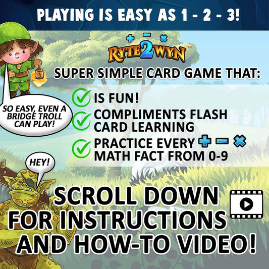 Ryte2Wyn - The Magical Card Game of Math - Practice Every Addition, Subtraction and Multiplication Math Fact from 0-9 - Ages 5 & Up - Kindergarten, 1st, 2nd, 3rd, 4th & More