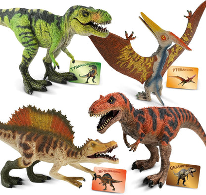 Zippytots 4 PCS Large Dinosaur Toys for Kids 3-5 Realistic Dinosaur Figures with Movable Parts & Learning Cards- Big Dino Toys for Kids 5-7 Ideal Gift for Toddlers Boys Girls Ages 3+