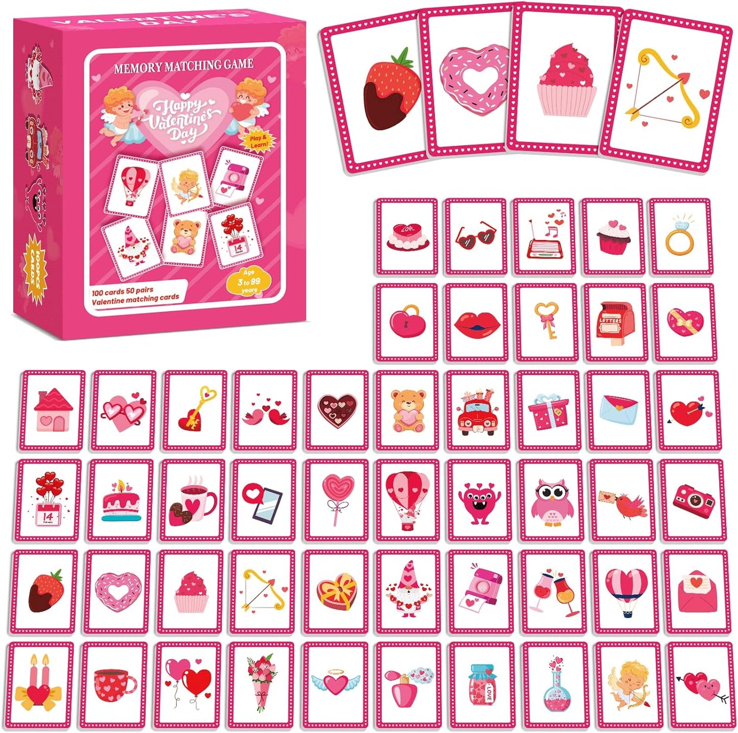 gisgfim 100 PCS Memory Matching Game Famous Paintings Concentration Memory Card for Adults Learning Educational Game A Fun & Fast Artworks Theme Matching Games