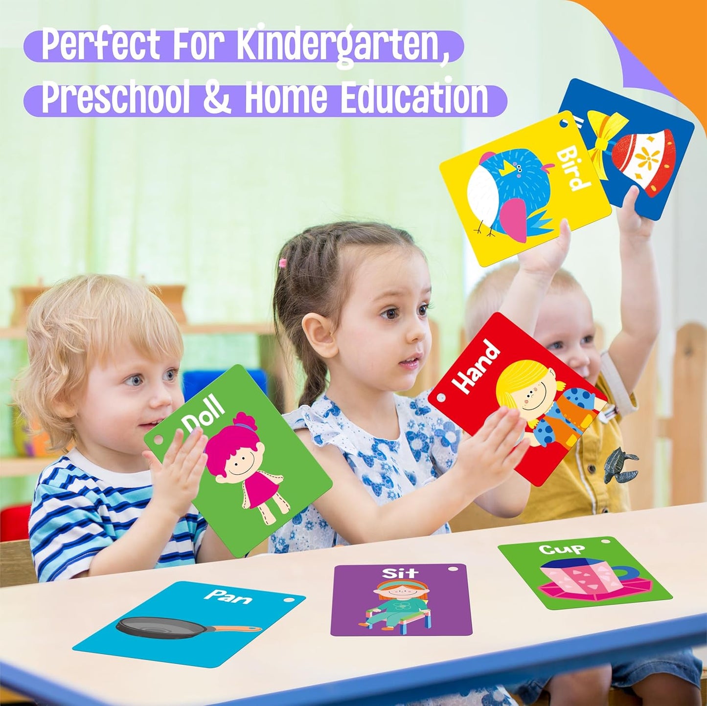 50 PCS Kid First Cognitive Flashcards,Double Sided Printed 7 in 1 Colorful Cards Alphabet,Numbers, Foods,Animals,Shapes,Colors with 3 Reclosable Rings,Learning Tool for Pre-K Kindergarten Toddlers