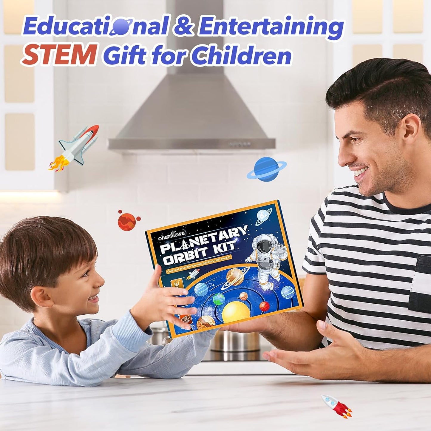Solar System Project Kit for Kids, Mixed Sized Foam Balls, Painting Tools and Disc Planetary Orbits, DIY Planets Model for Kids, Stem Toy for Boys and Girls