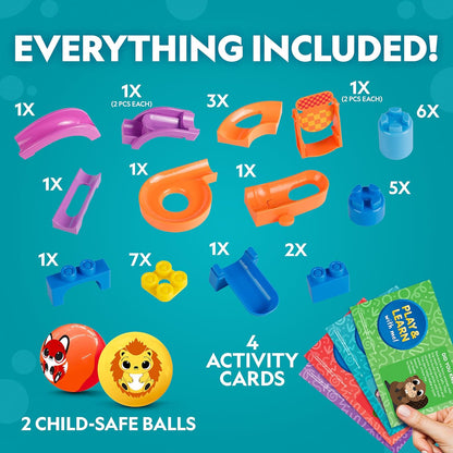 National Geographic Kids Junior Jumbo Marble Run – 35-Piece Ball Drop Toy with Kid-Safe Balls, Buildable Marble Run Maze for Toddlers & Preschoolers Ages 2+