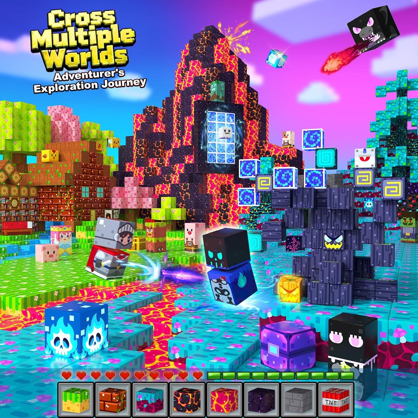 Magnetic Blocks - Build Mine 3D Magworld Forest Lava Set, STEM Magnetic Building Blocks for Kids Ages 4-6 6-8 8-12, Educational Sensory Toys for Toddlers, Birthday Gifts for 3+ Years Old Boys & Girls