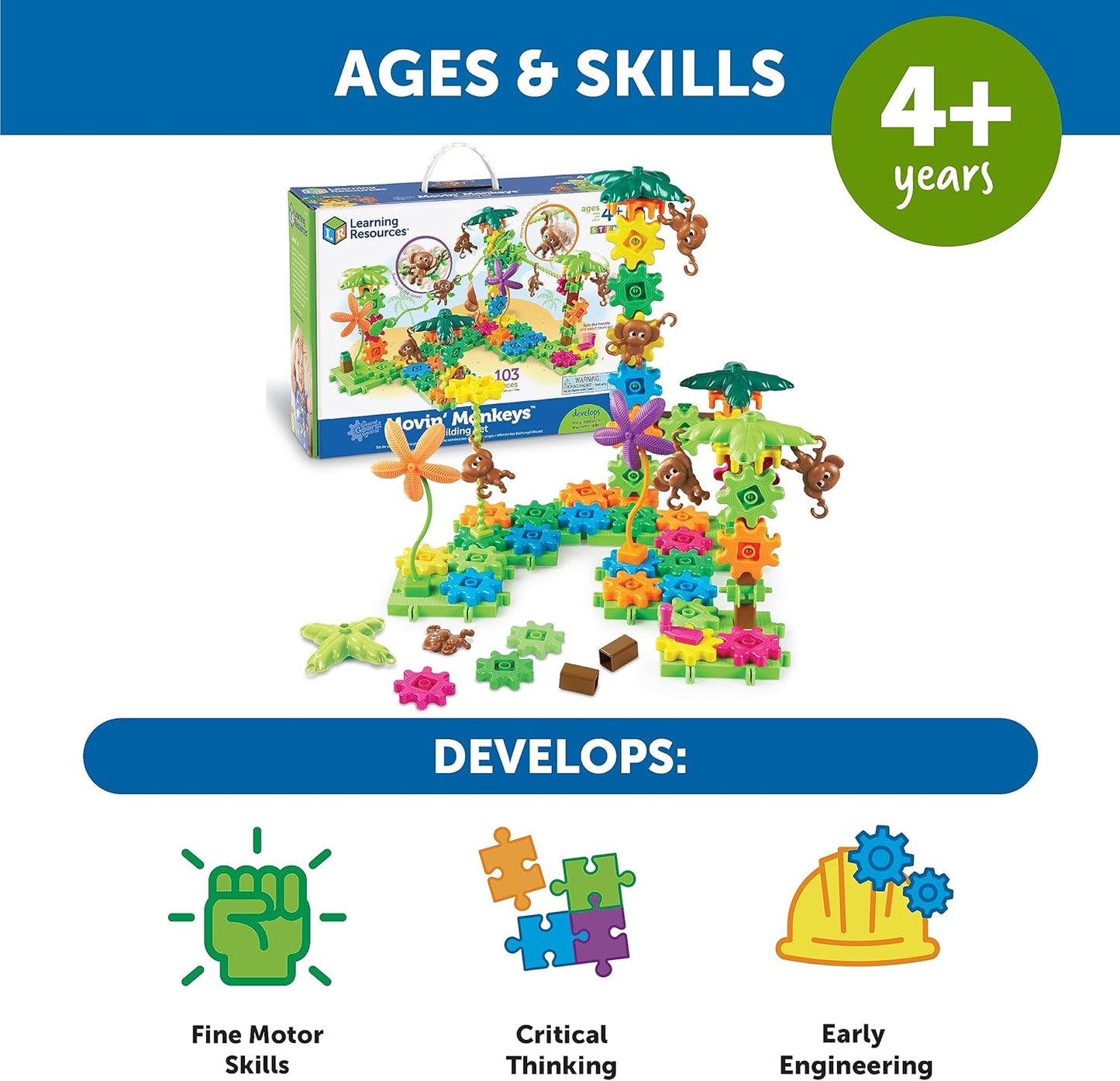 Learning Resources Gears! Gears! Gears! Space Explorers Building Set - 77 Pieces, Ages 4+, STEM Activities, Fine Motor Skills, Toddler Explorer Kit, Science and Construction, Boys and Girls Gifts