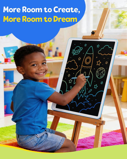 TEKFUN LCD Writing Tablet for Kids, 10-inch Coloring Drawing Pad, Mess Free Doodle Board, Airplane Travel Toys for Boys and Toddlers, Road Trip Essentials, Gifts for 3 4 5 6 7 8 Year Old Girls(Blue)