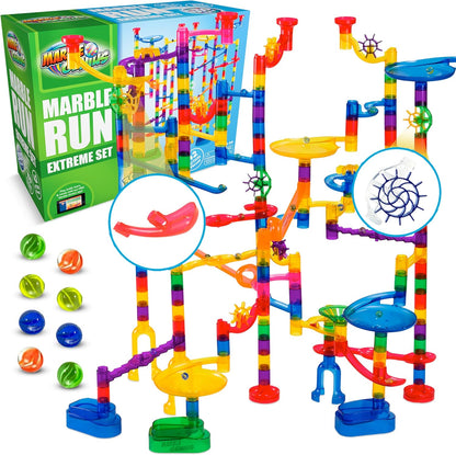 Marble Genius Marble Run Super Set, STEM Toys & Maze Construction Building - 150 Translucent Track Pieces & Glass Marble for Family, Kids Toddlers Ages 4-8 - Fun Holiday Creative Gifts