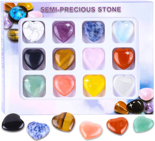 12PCS Natural Star Shaped Gemstones Set 0.8inch Worry Stones Mini Star Crystal Polished Star Pocket Gems Star Shaped for DIY Meditaion Reiki Balancing Decor Rock Kids Beginners